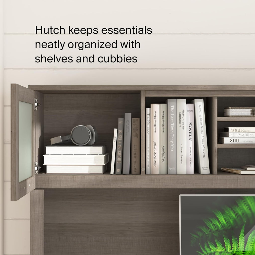 Bush Home 72-Inch L-Shaped Desk with Hutch, Corner Computer Office Desk with File and Box Drawers, Shelves and Storage Cabinet, Home Office Workstation, Somerset Collection, Ash Gray