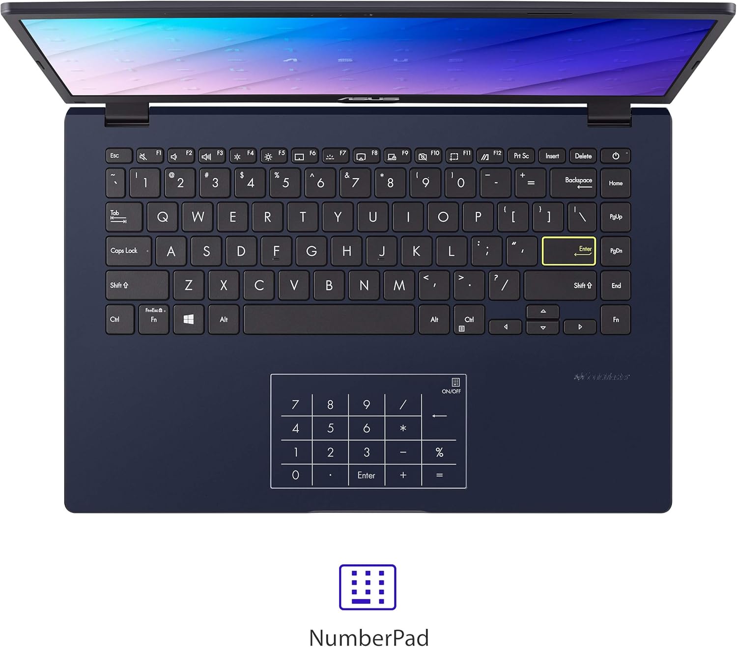 ASUS L410 MA-DB04 Ultra Thin Laptop, 14' FHD Display, Intel Celeron N4020 Processor, 4GB RAM, 128GB Storage, NumberPad, Windows 10 Home in S Mode, Star Black