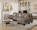 Furmax Sectional Couches for Living Room, U-Shaped Sofa Couch with Linen Fabric, 4 Seat Sofa Set with Double Chaise for Apartment (Loop Yarn, Pearl Gray)