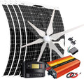 880W Wind Solar Home Off Grid Hybrid System 12V 24V Battery Charging Kit with 1000W Inverter:400W Wind Turbine Generator/4pcs 120W Flexible Solar Panels/Controller/Accessory