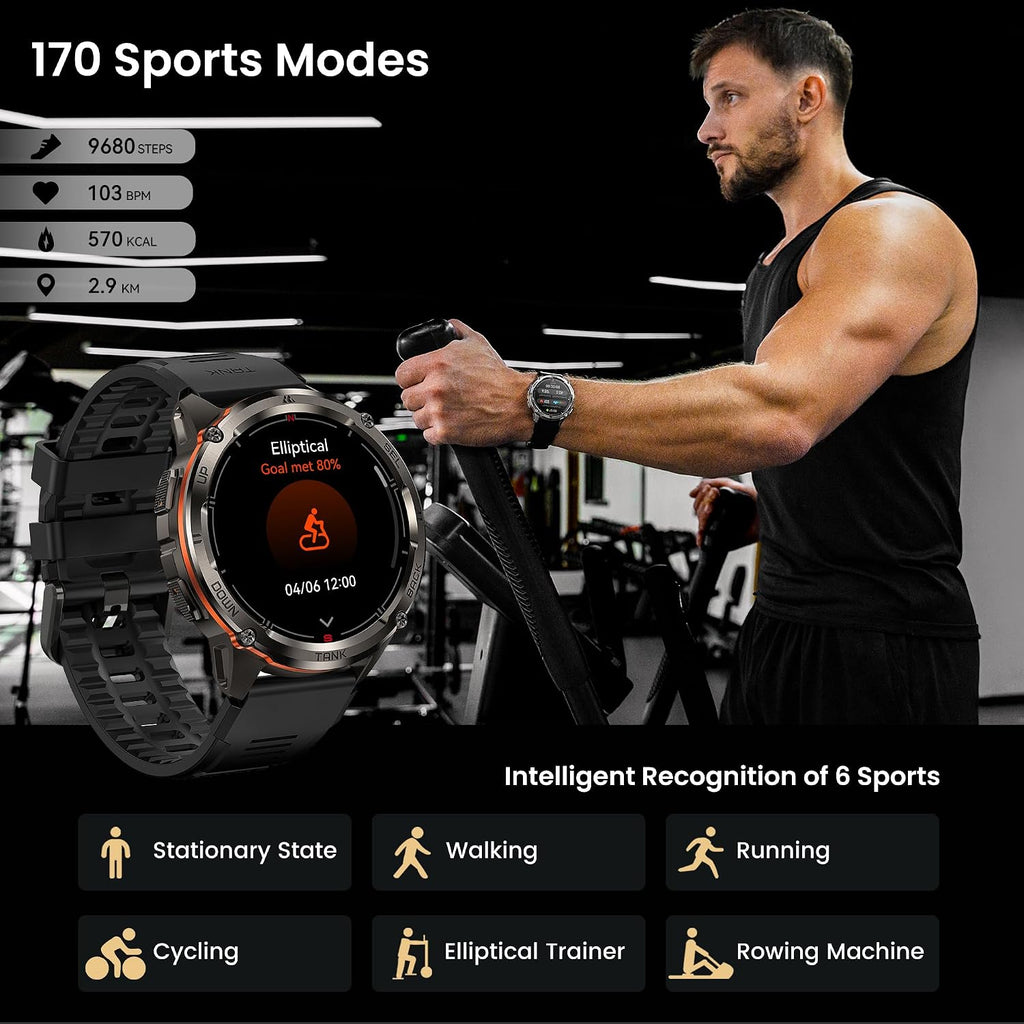 KOSPET Tank T3 Ultra 2 Smart Watch for Men GPS, Extra-Long Battery, Full Stainless Steel Body Rugged Smartwatch with Bluetooth Calling, 1.43' AMOLED Display, Pressure&Altitude&Compass