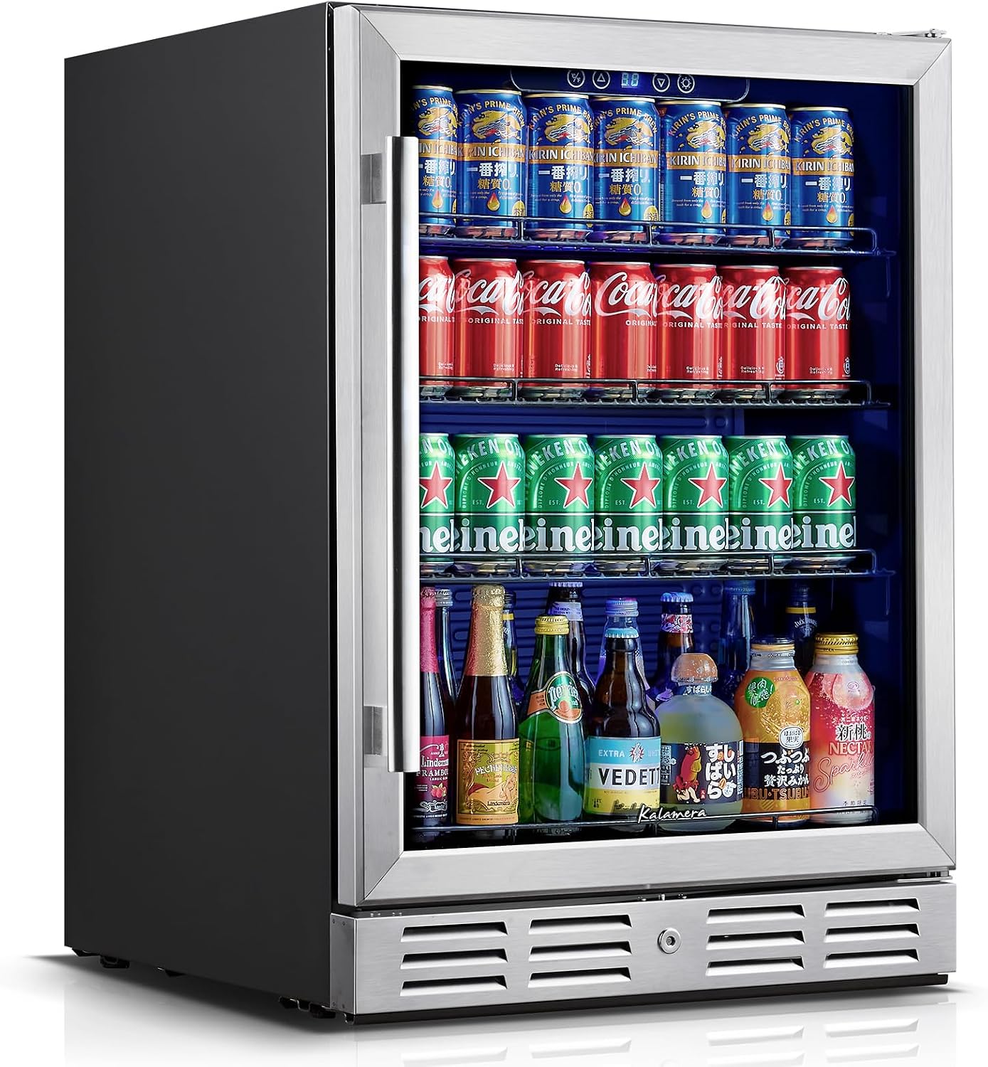 Kalamera 24 inch Beverage Refrigerator - 154 Cans Capacity Beverage Cooler- Fit Perfectly into 24' Space Built in Counter or Freestanding - for Soda, Water, Beer or Wine - For Kitchen, Bar or Office