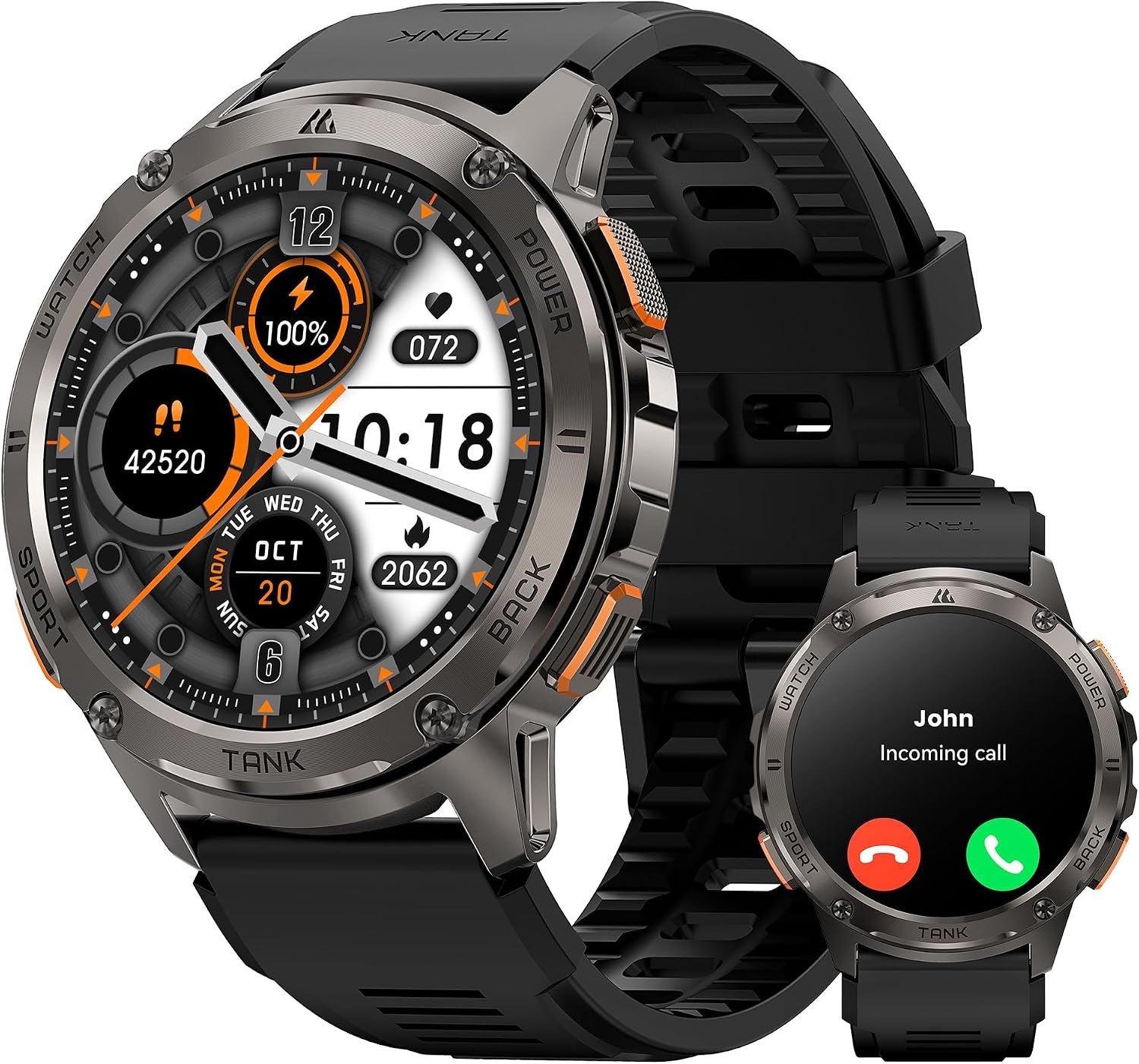 KOSPET Smart Watch for Men, 60 Days Extra-Long Battery, 50M Waterproof for Swimming, Rugged Military Full Metal Body Smartwatch, 1.43' AMOLED Always-On Fitness Watch(Answer/Make Calls) AI Voice