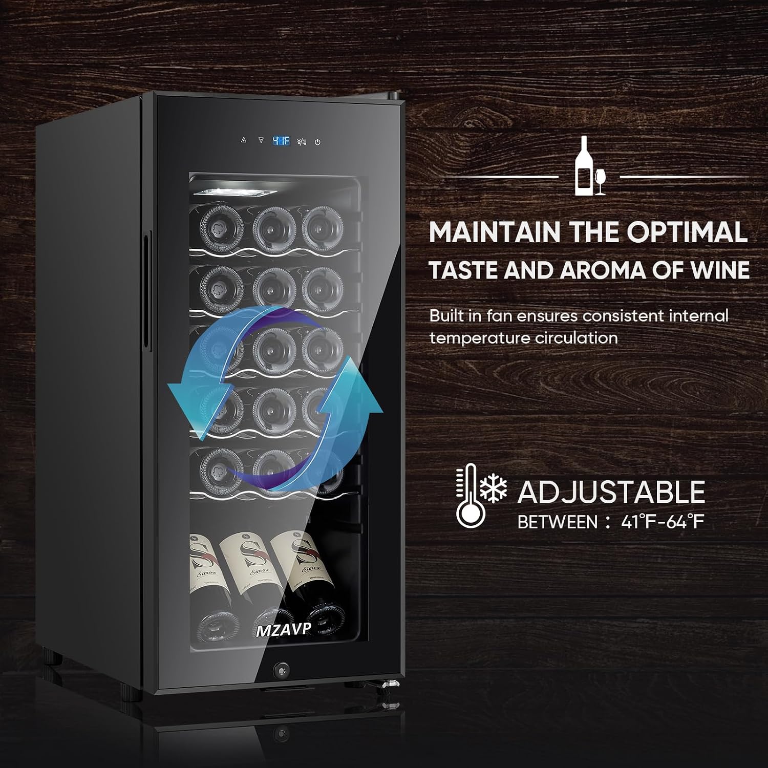Mini Wine Fridge-Black, 18 Bottles Low Noise Compressor Wine Cooler, Freestanding Wine Cellar with Glass Door and Digital Temperature Control, 14 Inch Wine Refrigerator for Bar, Home & Office