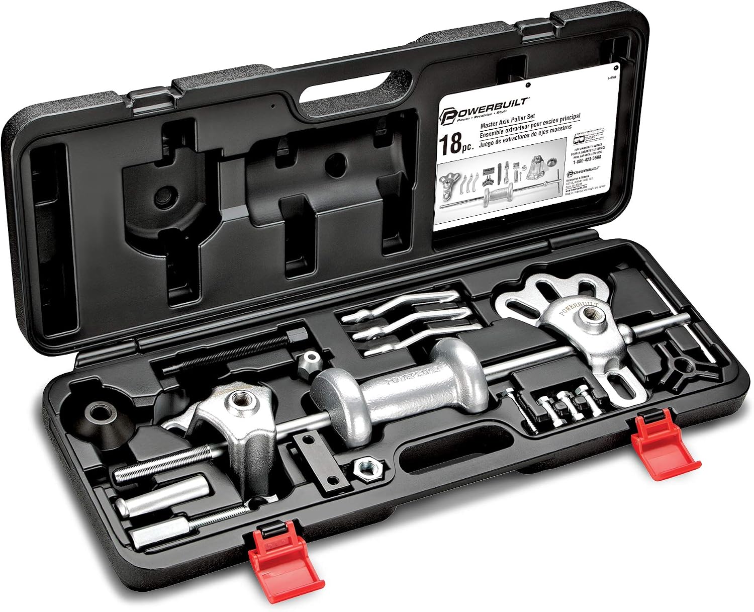 Powerbuilt Slide Hammer Puller Tool Kit, Jaw Pullers, Remove Car Seals and Bearings Set, Front and Rear Wheel Drive Vehicles - 940369, Silver