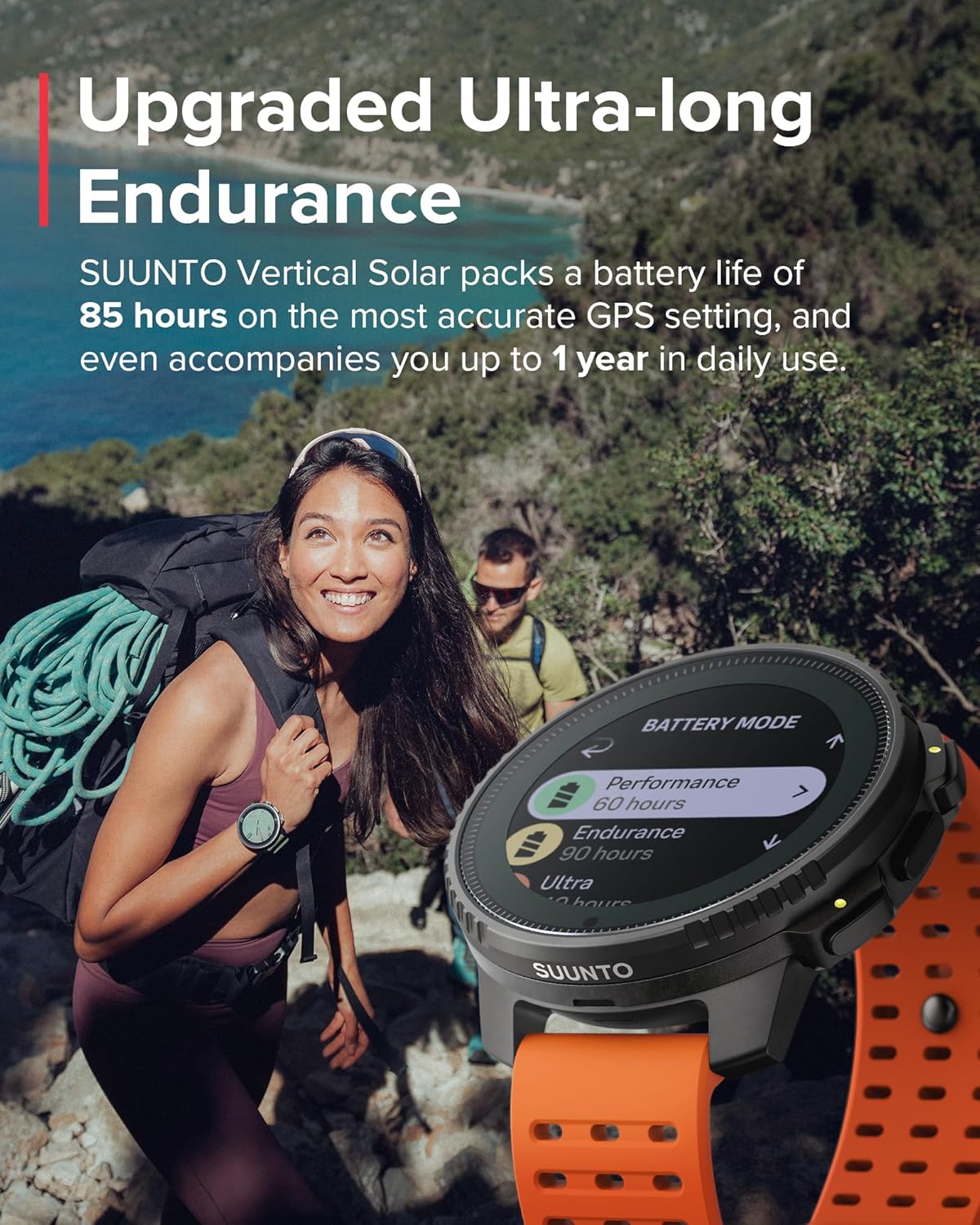 SUUNTO Vertical GPS Adventure Watch, Activity Tracker w/Dual-Band GNSS & Offline Maps, Supports 95+ Sports, Training Metrics & Recovery Insights, Solar Charging Opt. for 1yr Daily Use