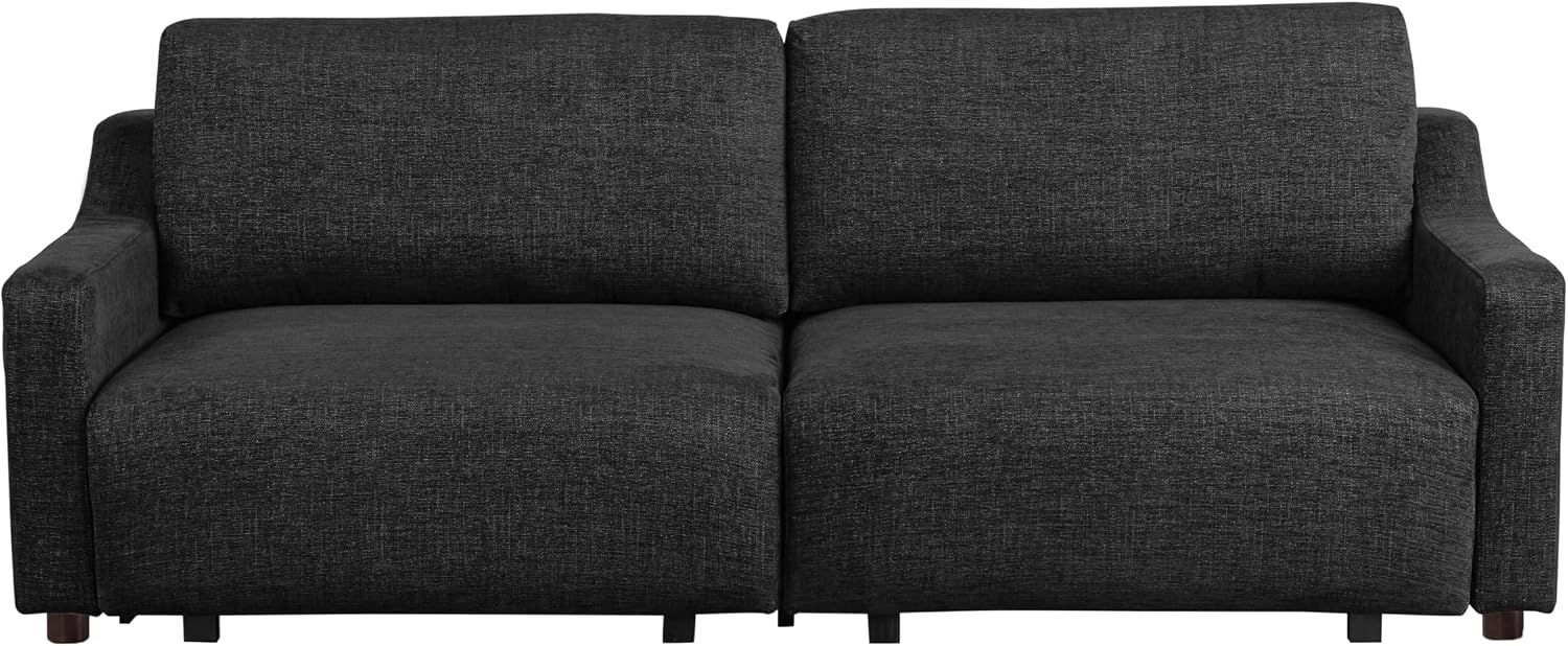 Serta Glendale 90.2' Queen Size Wall-Hugging Convertible Sofa, Dreamcoil Comfort, Chenille Fabric, Black