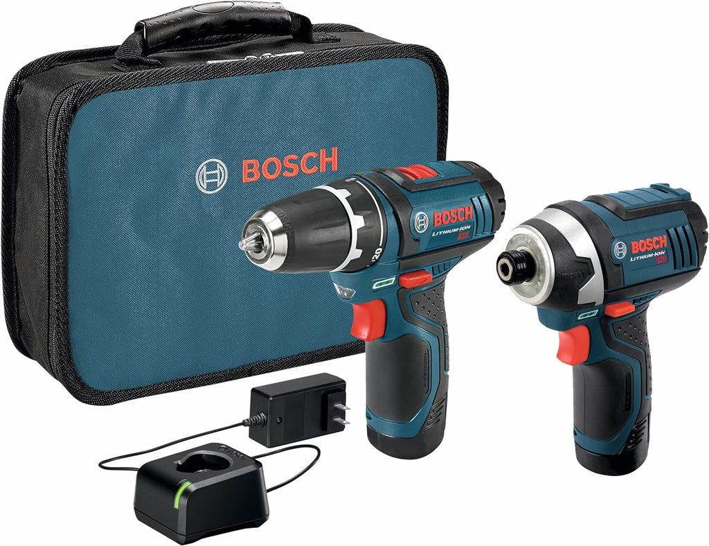 Bosch 40 Piece Impact Tough Drill Driver Custom Case System Set DDMS40 with Bosch Power Tools Combo Kit CLPK22-120 - 12-Volt Cordless Tool Set (Drill/Driver and Impact Driver)