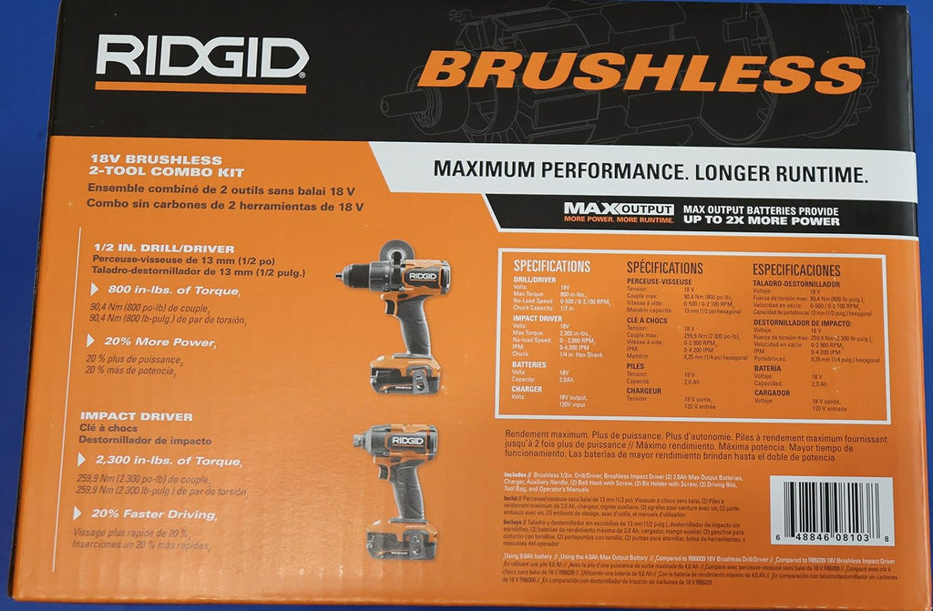 18V BRUSHLESS Cordless 2-Tool Combo KIT with Drill/Driver, Impact Driver, 2 Batteries, 18V C