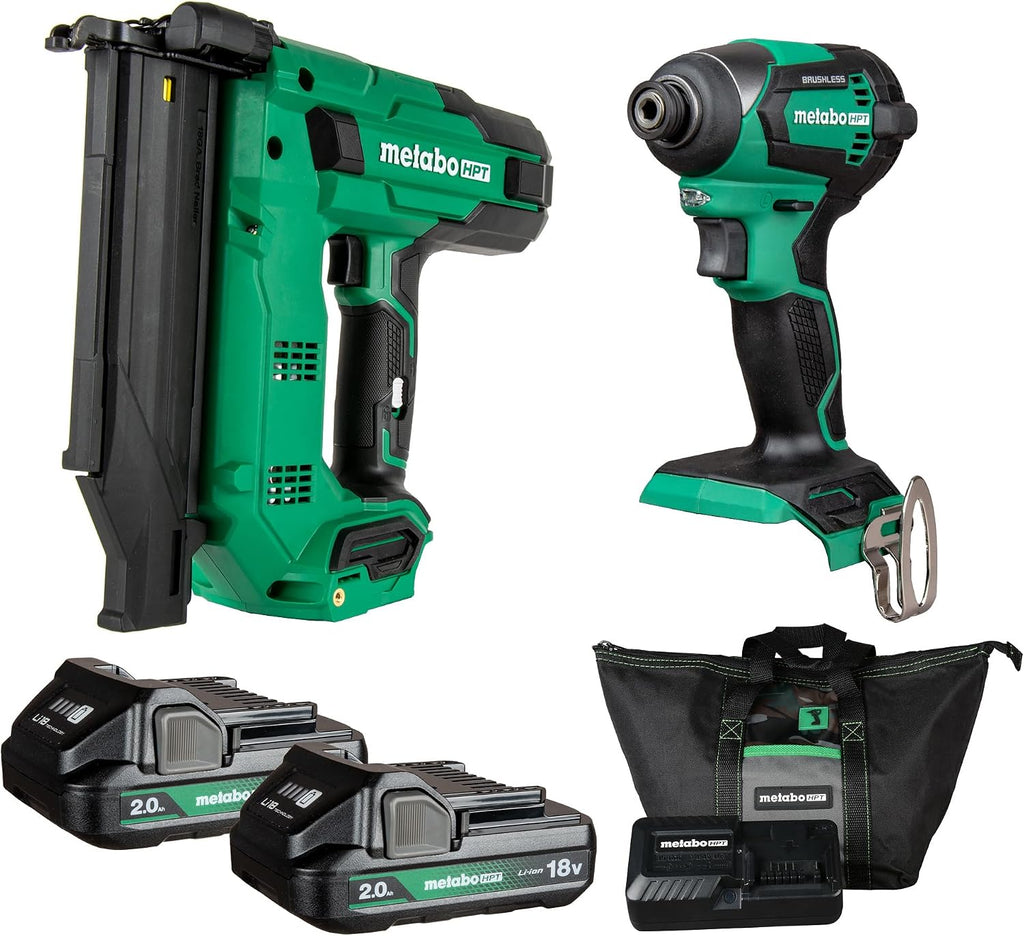 Metabo HPT 18V MultiVolt™ Brad Nailer + Impact Driver Combo Kit, KC18DEXQD