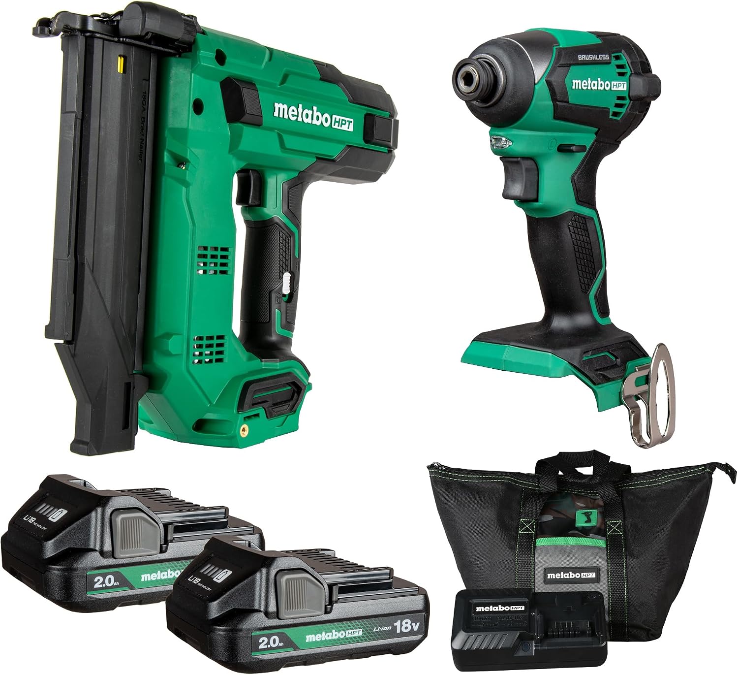 Metabo HPT 18V MultiVolt™ Brad Nailer + Impact Driver Combo Kit, KC18DEXQD