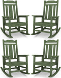SERWALL Oversized Rocking Chair Set of 4 Outdoor, HDPE Outdoor Rocking Chair Set of 4, Avocado