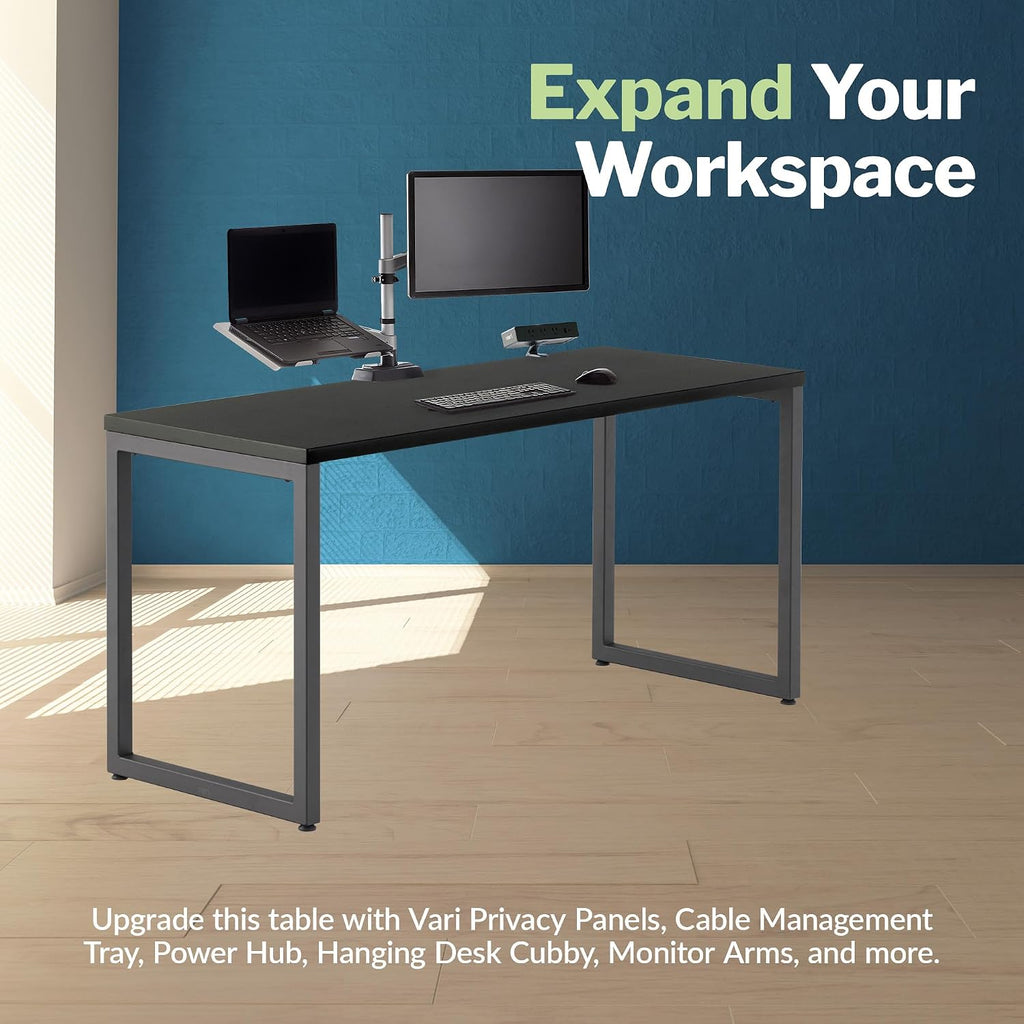 Vari Table 60x24 - Modern Computer Desk with Durable Laminate Finish and Slim Legs - Ideal for Gaming, Home, or Office - Stand-Alone Workstation or Corner Side Table - Black
