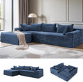 Korser 110' L-Shaped Modular Sectional Sofa with Chaise, Boneless Comfy Corduroy Fluffy Couch with Deep Seat and Side Pockets, Flexible Module Combination for Living Room, No Assembly, Side Pockets