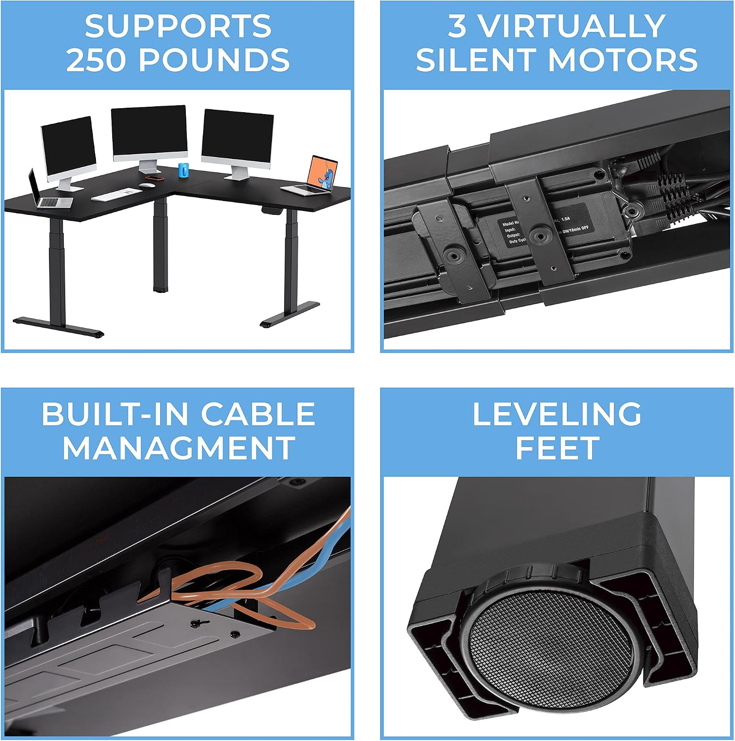 Stand Steady Tranzendesk Power Extra Large 71 Inch Electric L-Shaped Corner Standing Desk, Height Adjustable Ergonomic Corner Desk & Sit Stand Workstation, Fits 4 Monitors (Black, 71in x 71in)