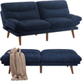 Pipishell Futon Sofa Bed, 66 Inch Corduroy Futon Couch Convertible with Adjustable Backrest and Armrests, Recliner Sleeper Sofa for Small Spaces, Living Room, Office, Guest Room (Blue, 66 Inch)