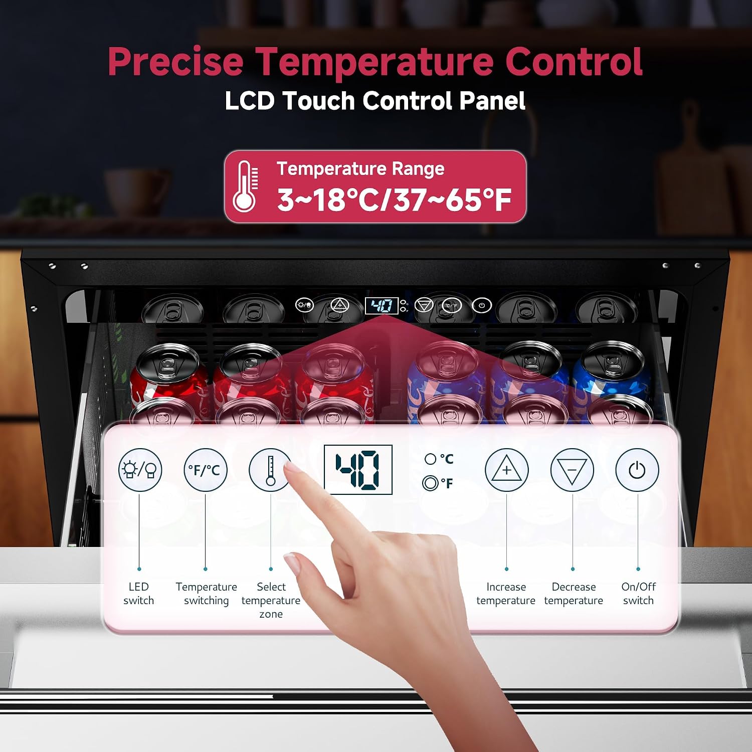Icyglee 24 Inch Under Counter Drawer Fridge, Stainless Steel Beverage Refrigerator Built-In For Home & Commercial Use, Stainless Steel Silver, Outdoor Refrigerator for Soda, Beer, Wine