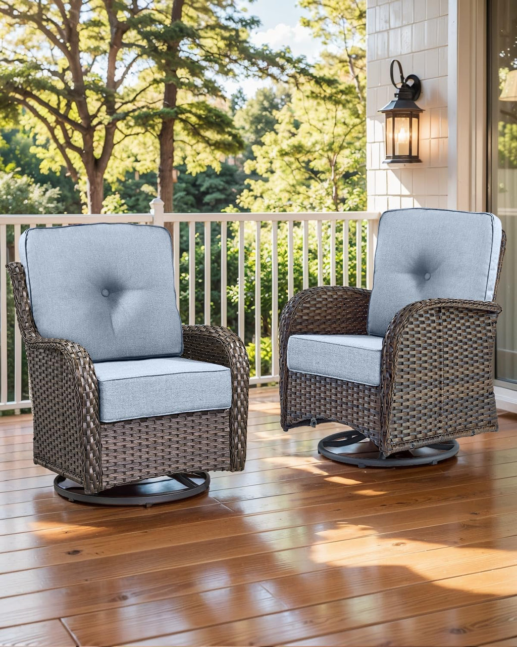 Luxury 22x24/22x25 6-Inch Outdoor Cushions - Water Repellent 1 Set Zippered Patio Chair Cushion for Wicker Dining Rocking Swivel Chairs Loveseat Couch Sectional Sofa - Baby Blue
