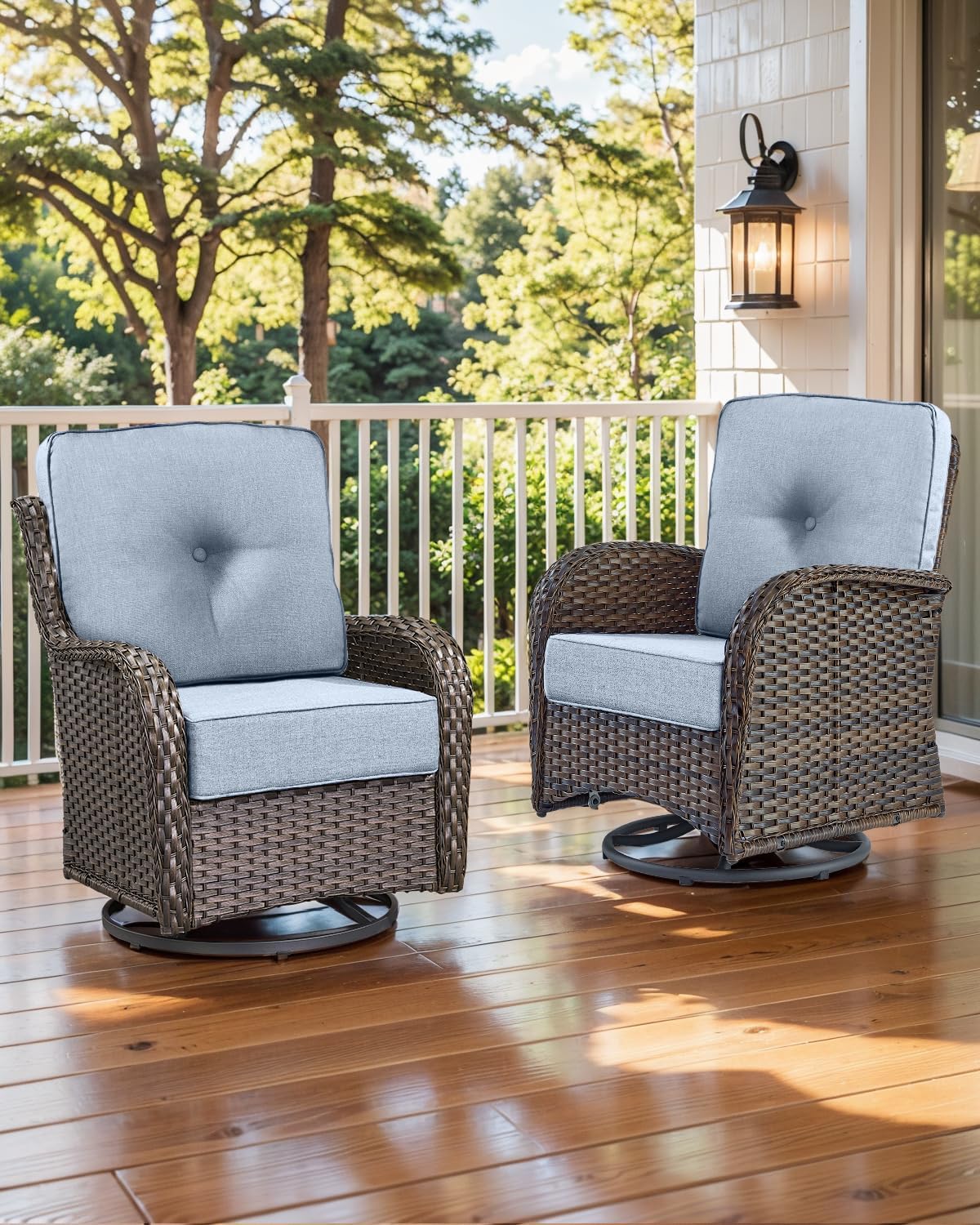 Luxury 22x24/22x25 6-Inch Outdoor Cushions - Water Repellent 1 Set Zippered Patio Chair Cushion for Wicker Dining Rocking Swivel Chairs Loveseat Couch Sectional Sofa - Baby Blue