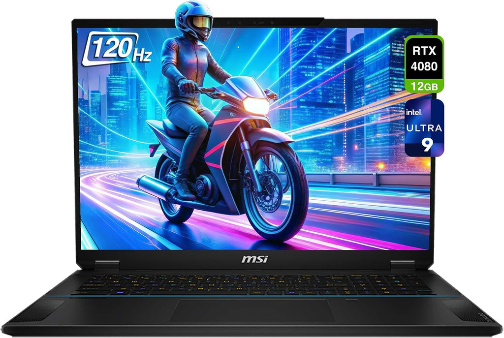 MSI Stealth 18 AI Studio Gaming Laptop, Intel Ultra 9-185H, 32 GB DDR5 RAM, 1 TB PCIe SSD, 18' WQUXGA (3840x2400) 120 Hz Mini LED Display, Nvidia G-Force RTX 4080, Backlit Keyboard, W11 Home, Midnight
