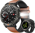 Military Smart Watches for Men Built-in GPS with LED Flashlight Compass, 3ATM Waterproof Rugged Tactical Smartwatch with Text and Call, 1.45' HD Fitness Tracker with HR SPO2 Monitor for iPhone Android