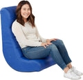 Factory Direct Partners Soft Ergonomic Horizontal Soft Floor Video Rocker - Cushioned Ground Chair Great for Reading, Gaming or Watching TV for Kids, Teens and Adults - Blue, 10489-BL