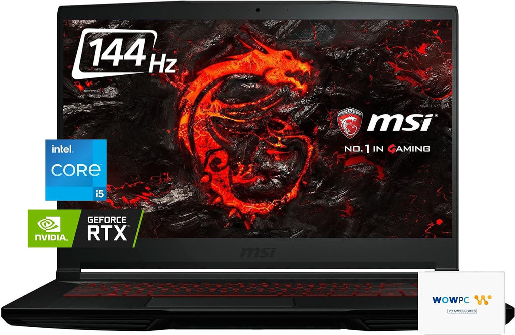 msi Thin GF63 Gaming Laptop: Intel Core i5-12450H GeForce RTX 2050, 15.6' FHD 144Hz Display, 16GB RAM, 512GB NVMe SSD, Type-C USB 3.2 Gen 1, Cooler Boost 5, Backlit Keyboard, Windows 11
