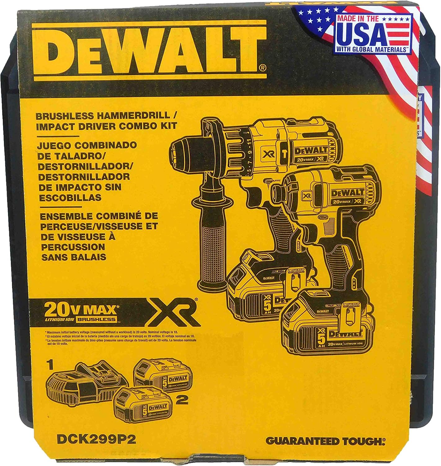 Dewalt DCK299P2 5.0Ah 20V Cordless Brushless Drill 2-Tool Combo Kit