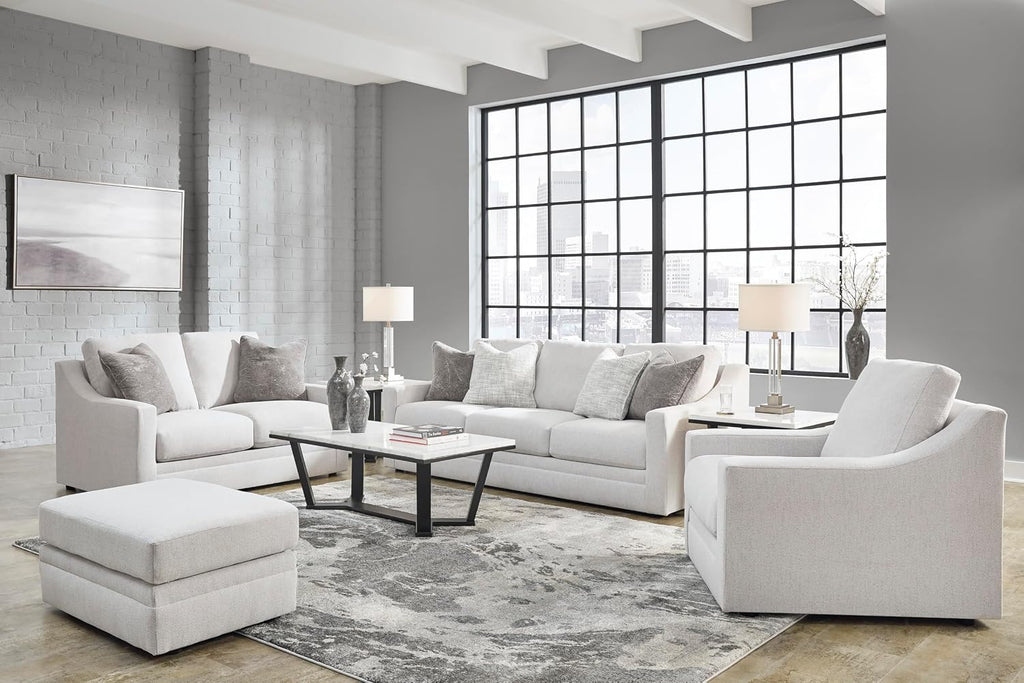Signature Design by Ashley Maitelynn Contemporary Upholstered Chair with Non-Skid Legs, White