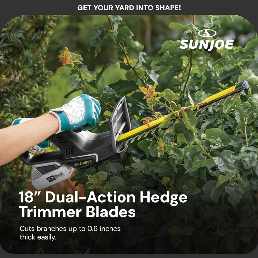 Sun Joe 24V IONMAX Cordless Leaf Blower, Grass and Hedge Trimmer Outdoor Garden Combo Power Tool Kit with Batteries and Charger, 24V-GT4MAX-LTE