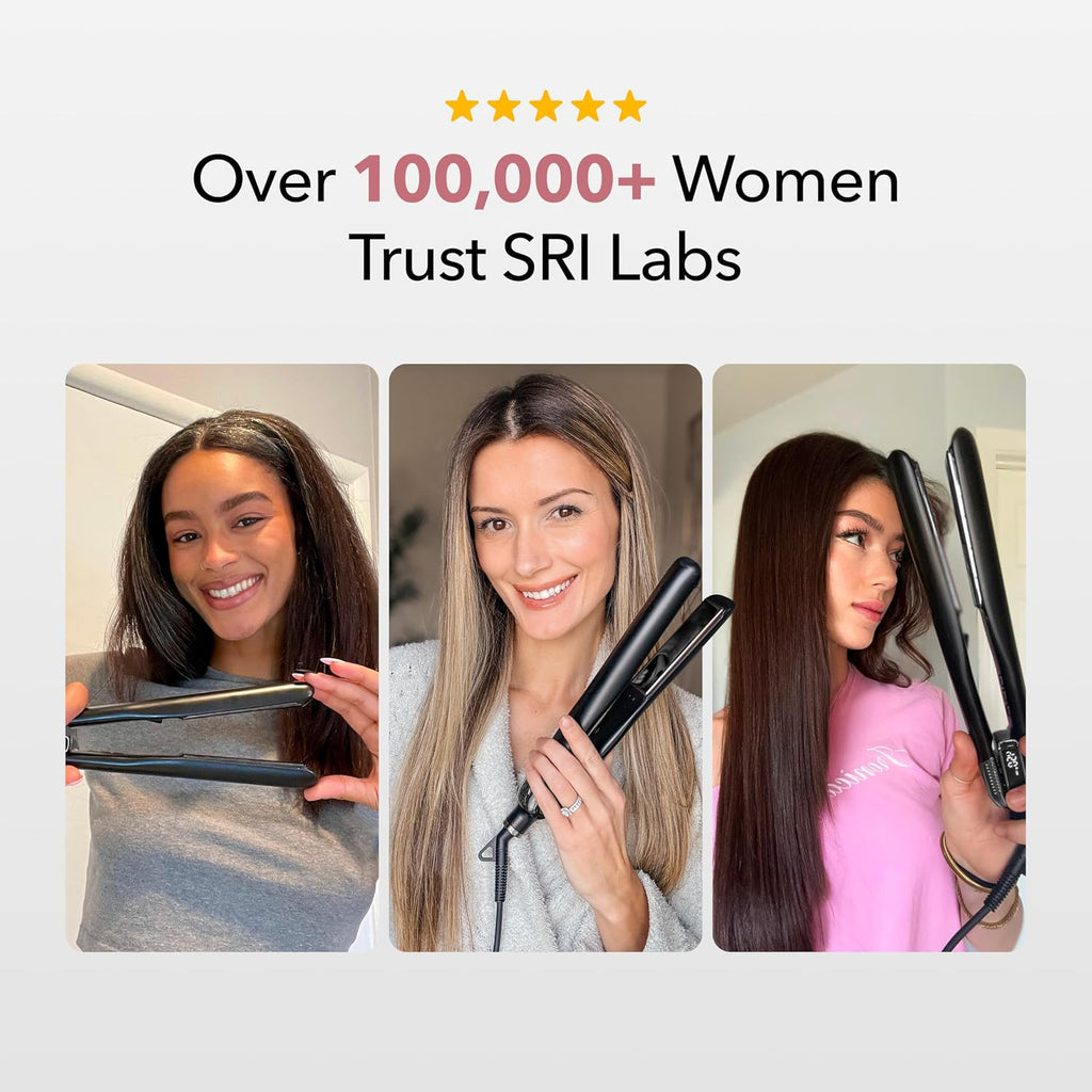 SRILabs StyleQ Flat Iron Hair Straightener — Red Light Therapy, Titanium Plates, Graphene Technology, Negative Ions | 12 Heat Settings | Frizz-Free Results for All Hair Types