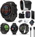 Garmin Fenix 8 47MM AMOLED Sapphire Premium Multisport GPS Smartwatch Carbon Gray DLC Titanium with Gray Silicone Band, Health & Fitness Smart Watch Bundle with Approach Z30 Golf Laser Range Finder