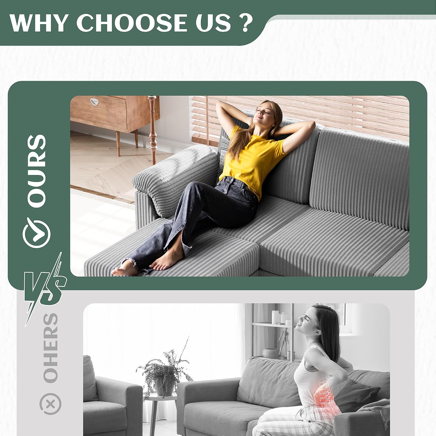 Vongrasig Convertible Sectional Couches Sofa, 3 Seat L Shaped Sofa with Removable Pillows Soft Corduroy Fabric Small Couch Mid Century for Living Room, Bed Room, Apartment and Office (Light Grey)