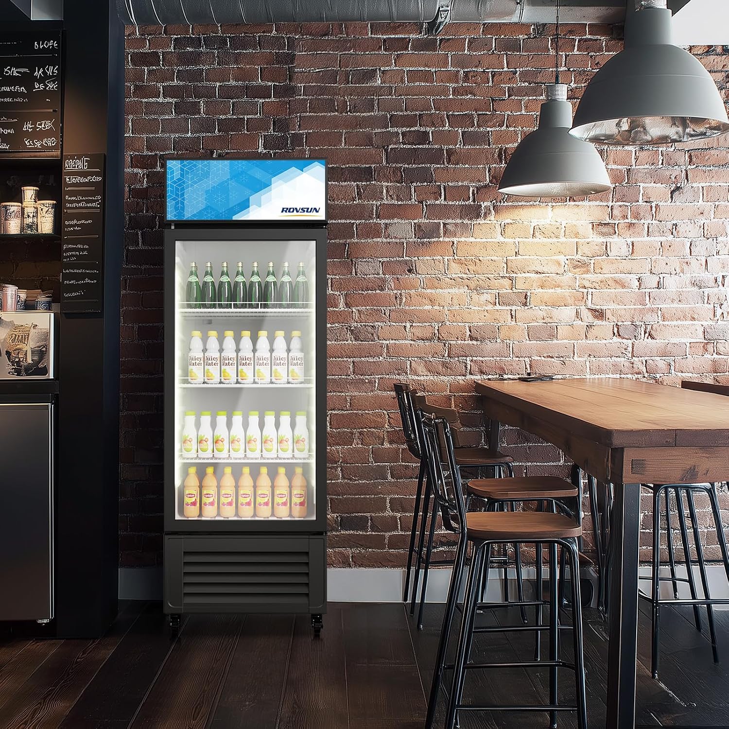 ROVSUN 10 Cu.Ft Beverage Refrigerator Commercial ETL NSF, Display Refrigerator Beverage Cooler Glass Door Merchandiser Refrigerator Fridge w/Adjustable Shelves LED Light for Bar Restaurant Cafe