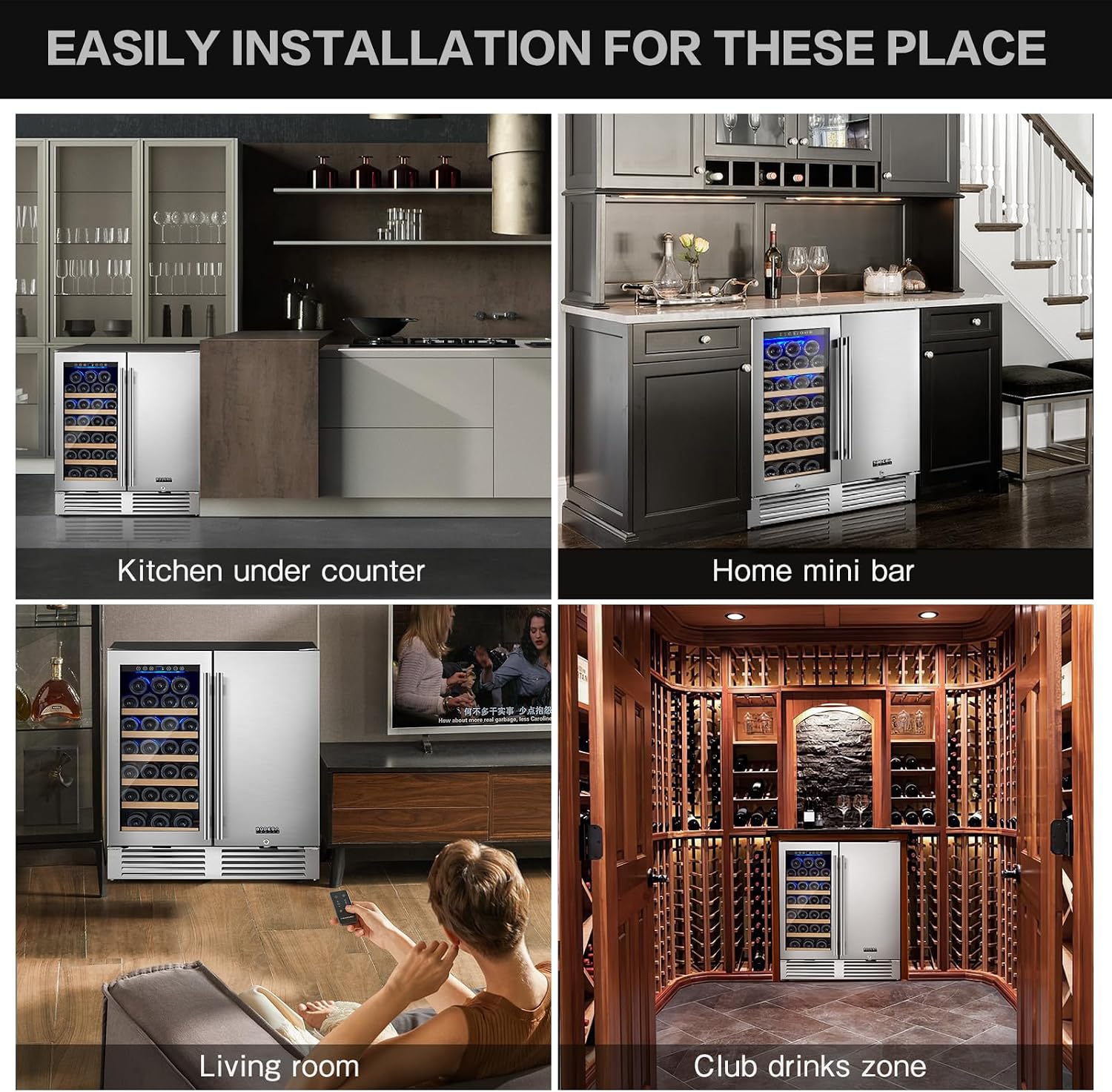 BODEGA 30 Inch Wine and Beverage Refrigerator Free Standing. Dual Zone Stainless Steel Wine Fridge under Counter, Drink Cooler for Beer, Soda, Champagne, Holds 110 Cans and 31 Bottles, Silver