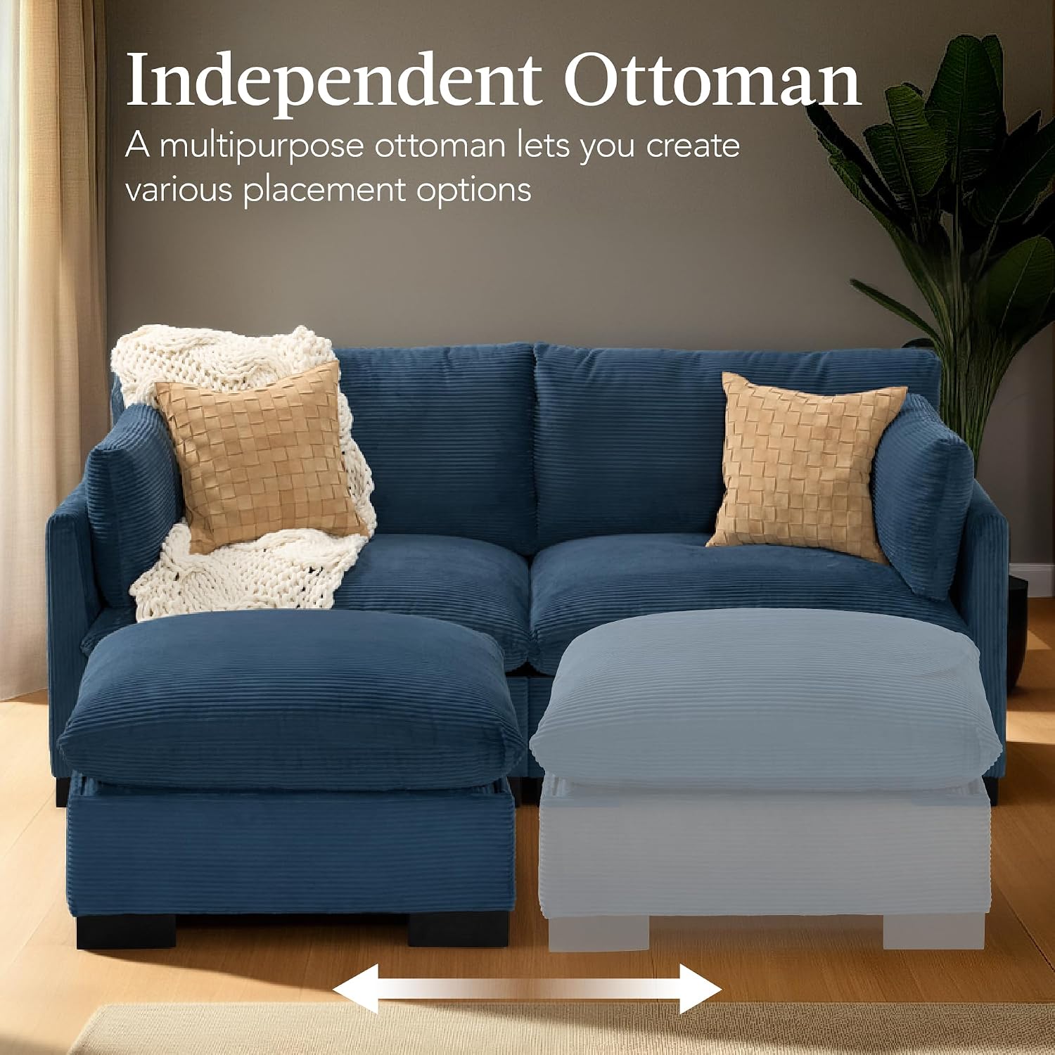 Best Choice Products Modern Loveseat Sofa for Living Room, Corduroy Recliner, Removable Cover, Spring Cushions, Solid Wood Frame, Easy Assembly for Small Spaces, 82in – Stone Blue