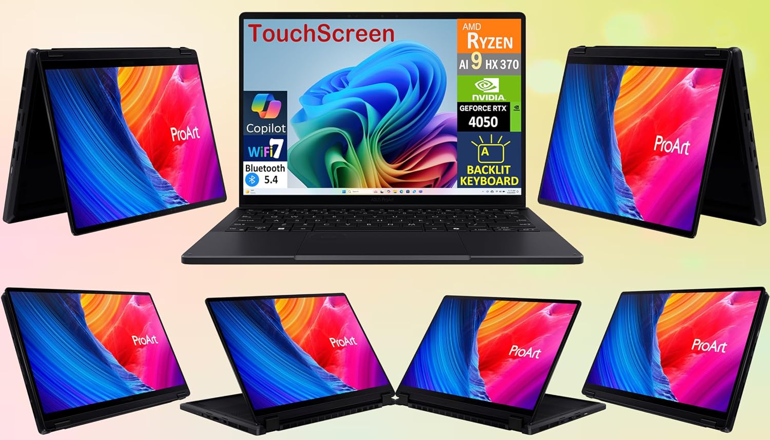 ASUS 2025 ProArt PX13 (Replace P16) 2-in-1 AI Laptop 13.3' Touch OLED 3K 500 nits Display (Ryzen AI 9 HX 370, 32GB LPDDR5X, 1TB SSD, Backlit KYB, WiFi 7, BT 5.4, Win11P) w/DKZ USB Port Expander