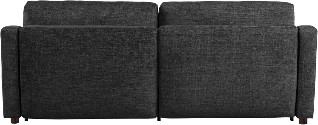 Serta Glendale 90.2' Queen Size Wall-Hugging Convertible Sofa, Dreamcoil Comfort, Chenille Fabric, Black