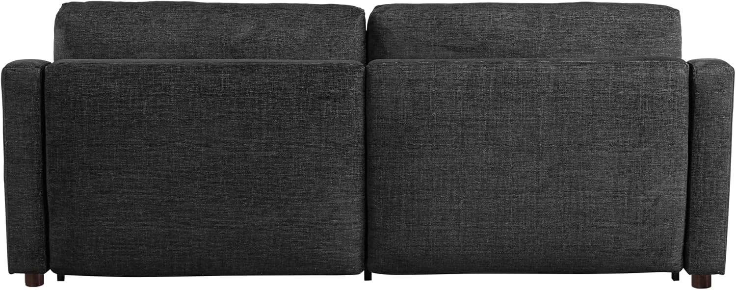Serta Glendale 90.2' Queen Size Wall-Hugging Convertible Sofa, Dreamcoil Comfort, Chenille Fabric, Black