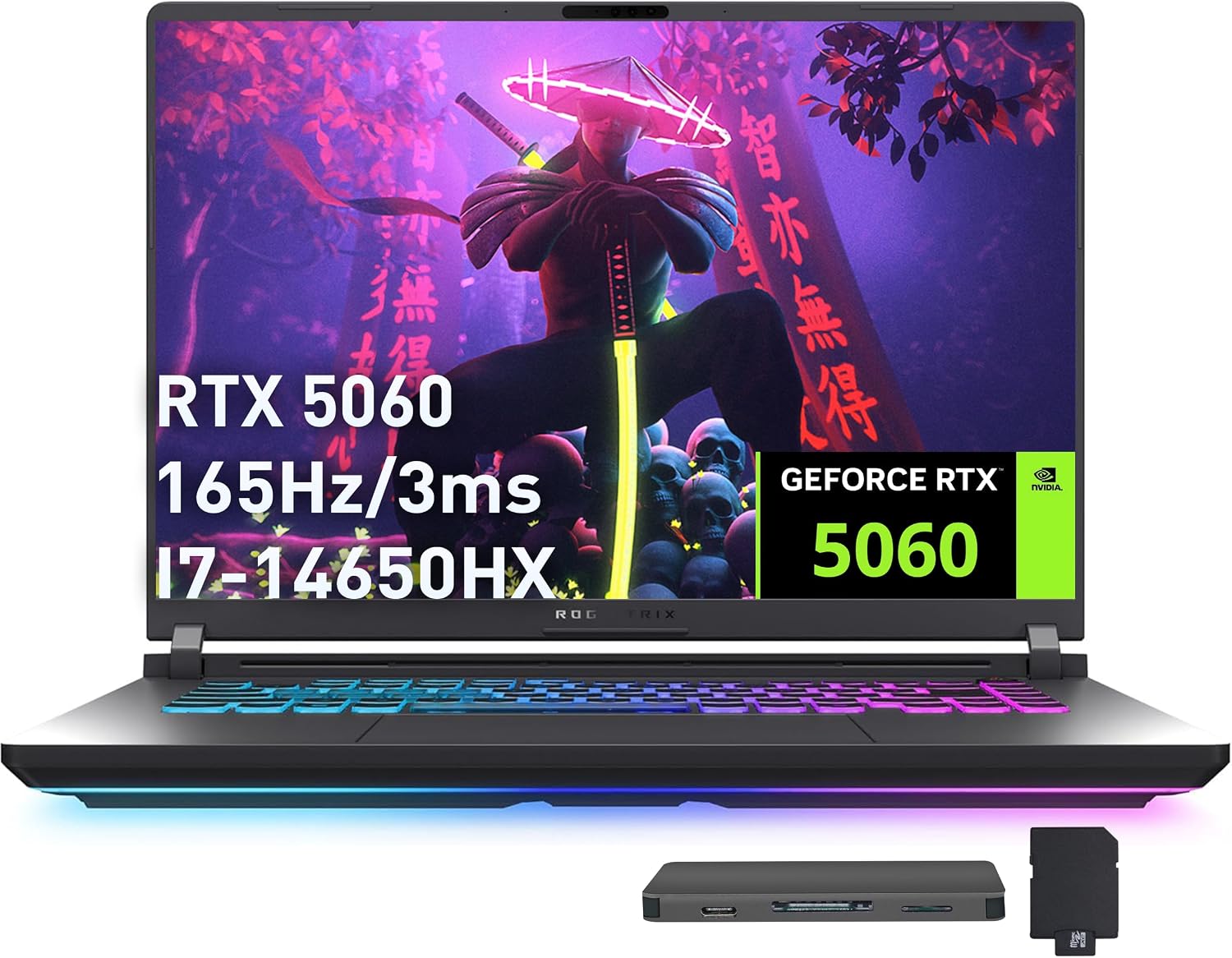 ASUS ROG Strix G16 16' FHD+ 165Hz Gaming Laptop, Intel i7-14650HX (Beats Intel i9-13900), GeForce RTX 5060, 64GB DDR5 RAM, 4TB SSD, Backlit Keyboard, Wi-Fi 7, Gray, Win 11,1TB Docking Station Set