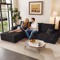 95' Modular Sectional Couch, Boneless L Shaped Cloud Sofa with Chaise Lounge, Corduroy Upholstered Couches Memory Foam Deep Seat, No Assembly Required, Ideal for Living Room(Black, Left Facing)