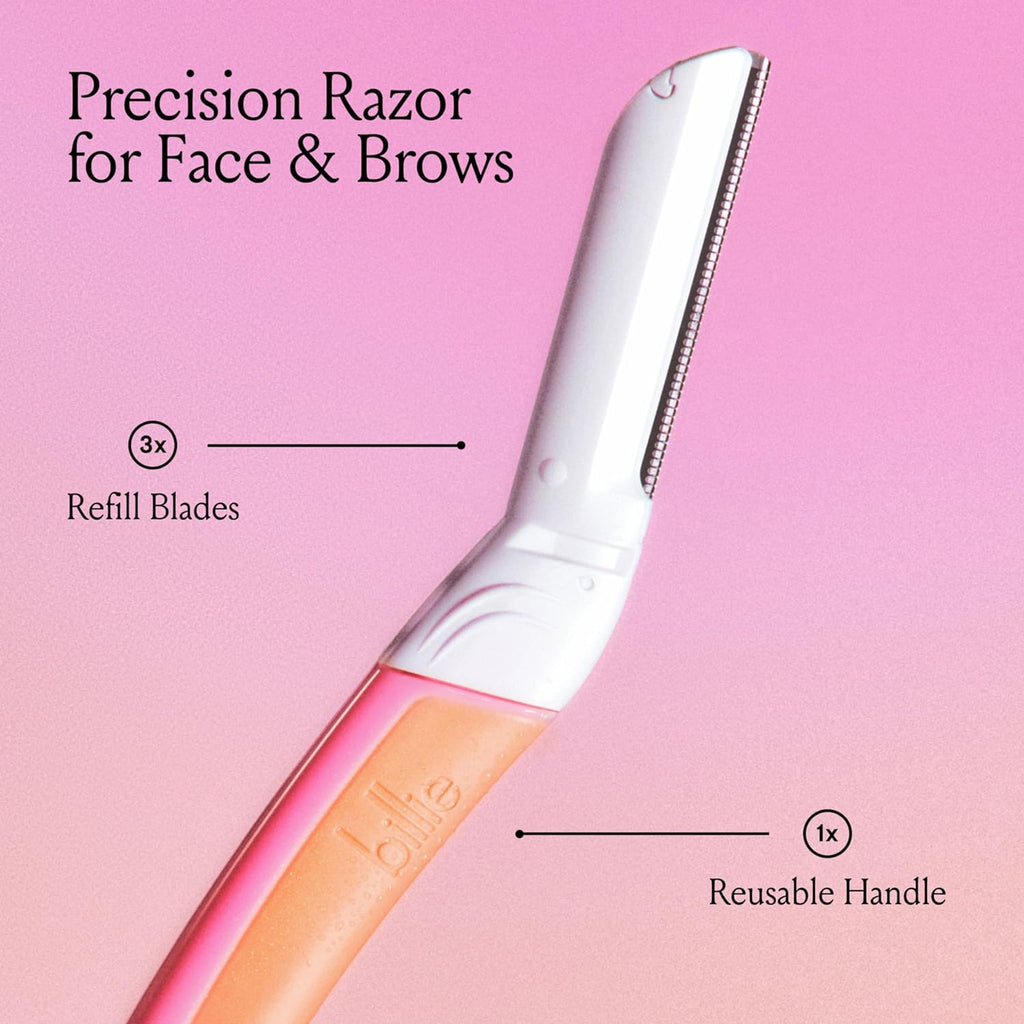 Billie - Dermaplane Starter Kit - Reusable Handle + 3 Refill Blades - Remove Facial Hair + Perfectly Shape Brows - Dermatologist-Approved - Malibu,(Pack of 12)