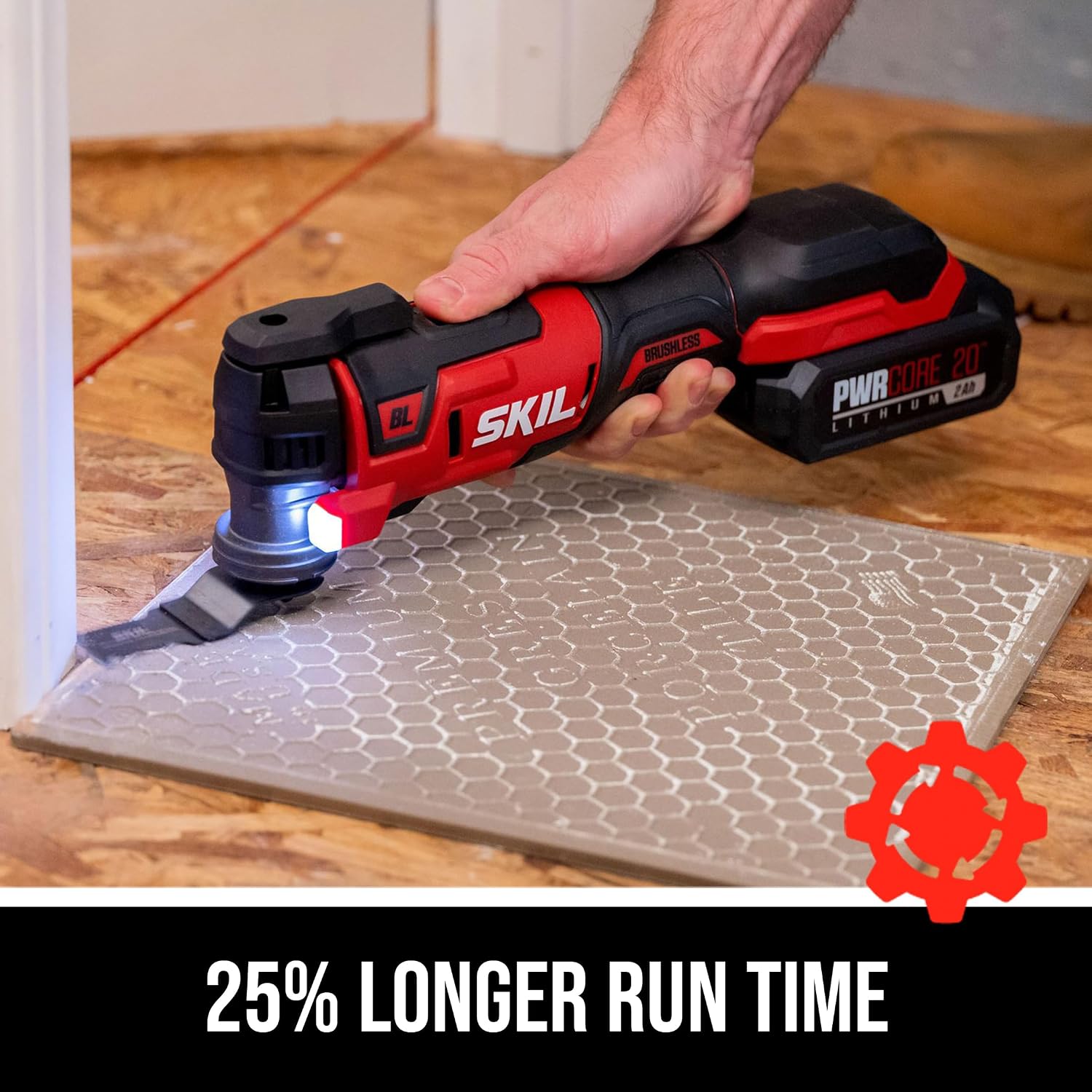 SKIL PWR CORE 20 Brushless 20V Oscillating Tool Kit with 35pcs Sanding Paper, 3 Blades, Sanding Pad, Rigid Scraper, Accessory Case, Includes 2.0Ah Lithium Battery & PWR JUMP Charger - OS5937-10
