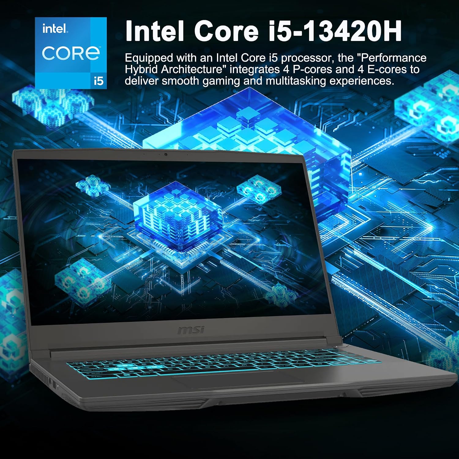 msi Thin 15.6' FHD 144Hz IPS Gaming Laptop, 13th Gen Intel Core i5-13420H, NVIDIA GeForce RTX 4050, 16GB RAM, 512GB SSD, WiFi 6, Backlit Keyboard, Cooler Boost, Windows 11 w/ICP Hub
