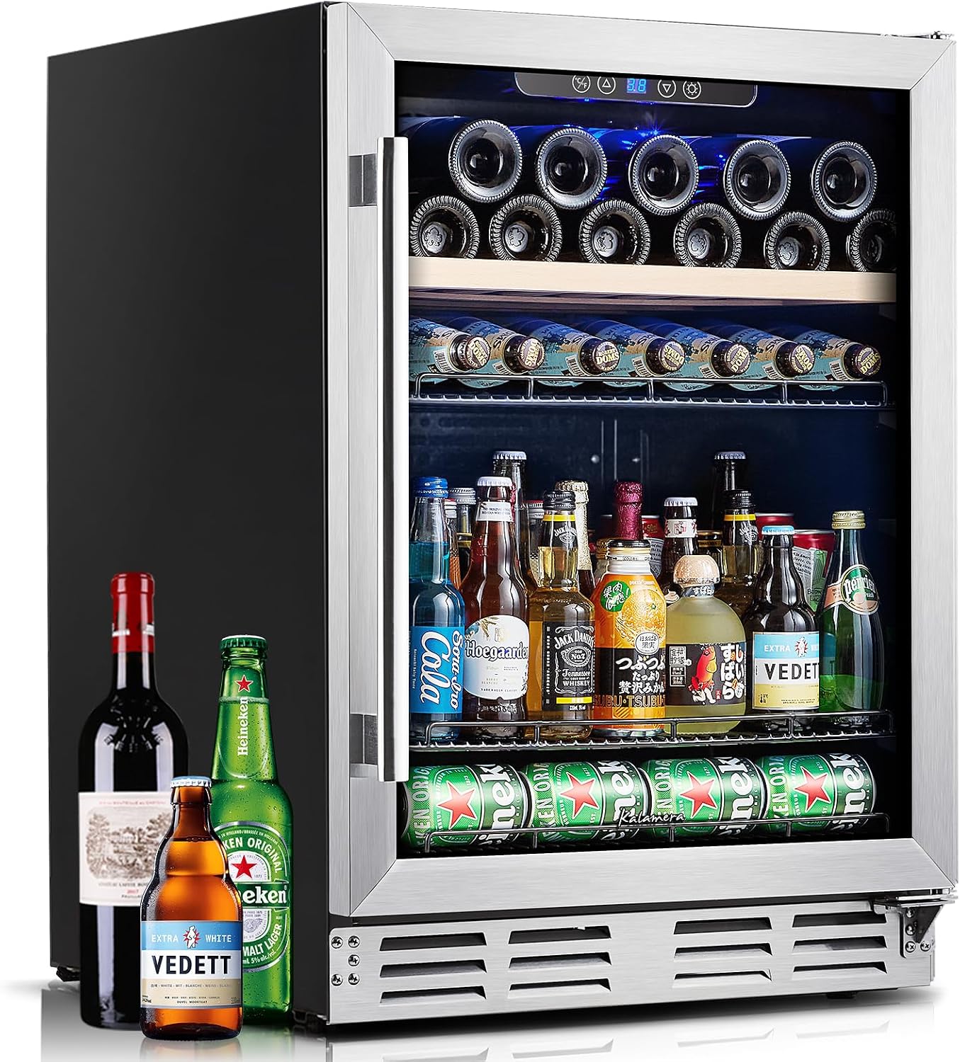 Kalamera Mini Fridge Beverage and Wine Cooler Built-in or Freestanding - 118 Cans & 16 Bottles Capacity Wine Refrigerator Cooler