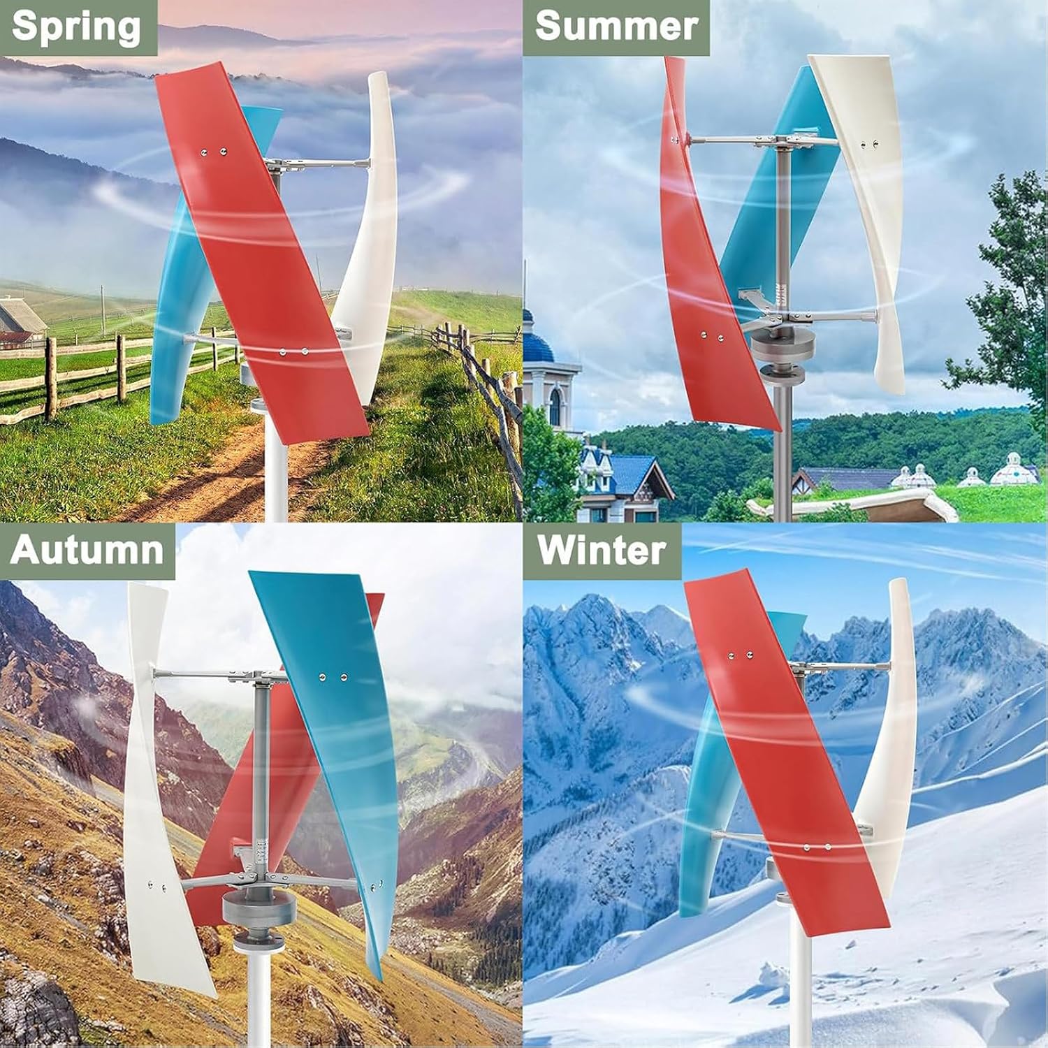 Wind Turbine Generator Kit 3000W/5000W,12V 24V 48V Portable Vertical Helix Wind Power Turbine Generator Kit,3 Blade Wind Generator Kit with Charge Controller for Marine RV Home,3000W-24V