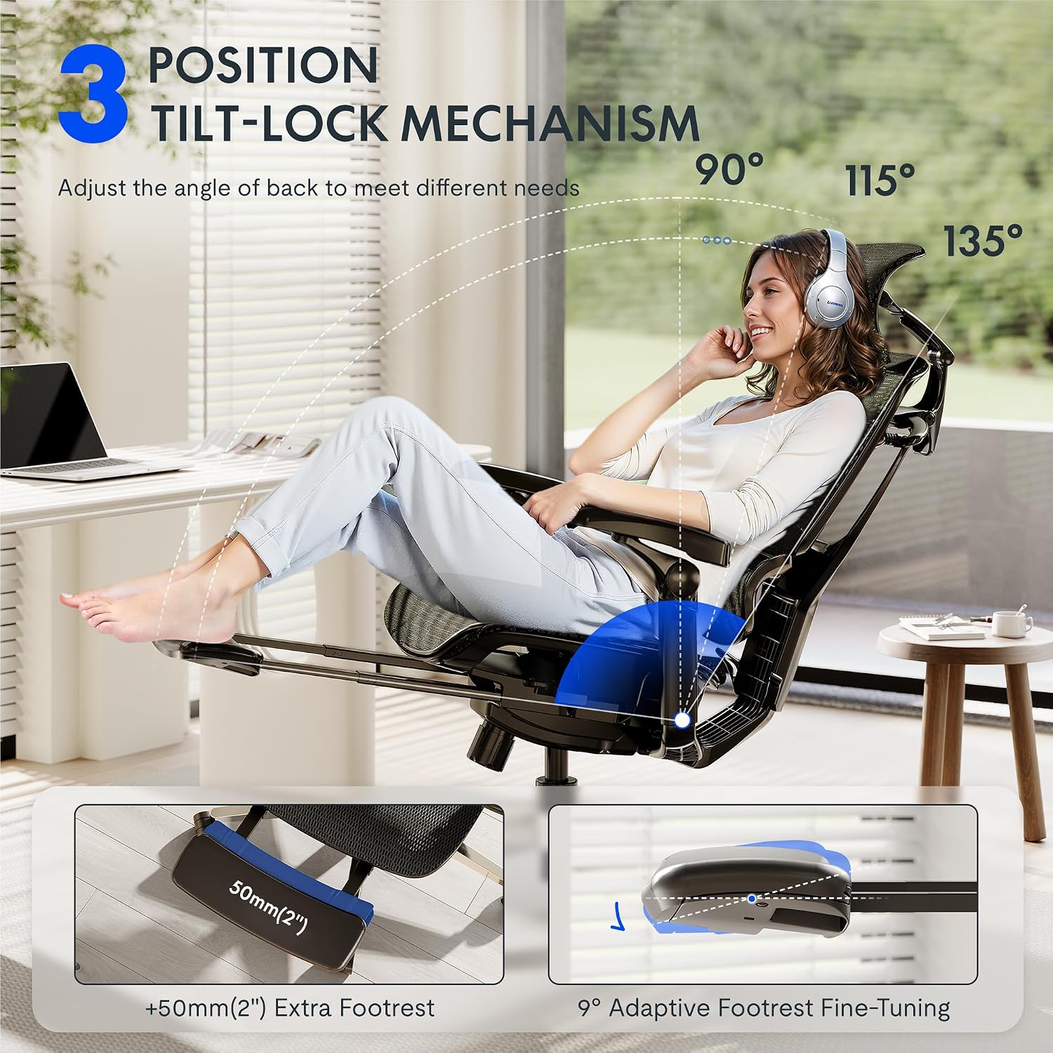 FLEXISPOT ErgoX-PRO Ergonomic Office Chair Black – Cloudtech Cushion, 5D Lumbar, 7D Armrests, 4D Headrest, 551LBS Capacity – Office, Gaming, Home