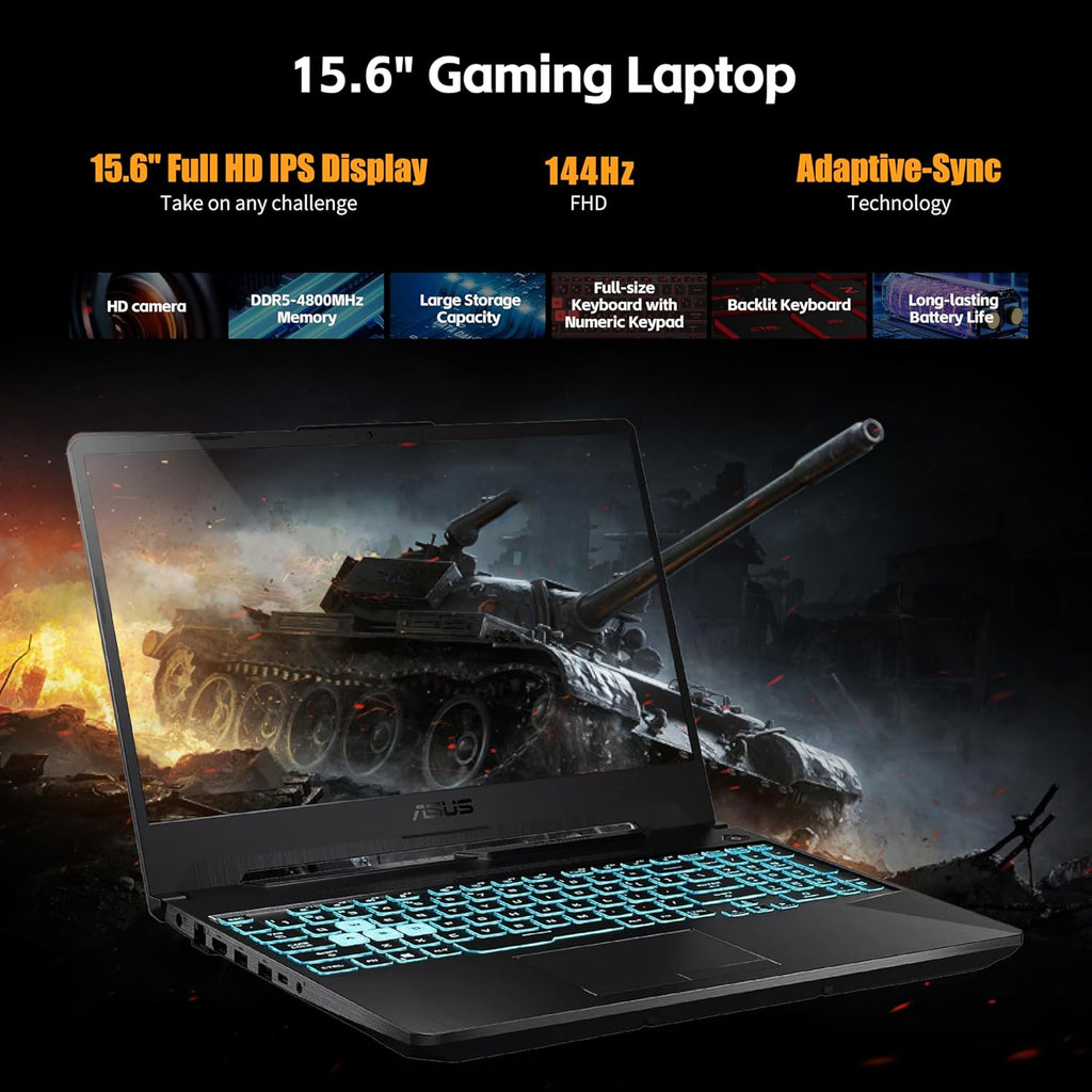 ASUS TUF A15 Gaming Laptop, AMD Ryzen 7 7435HS Processor, NVIDIA GeForce RTX 3050, 15.6 inch Full HD Display, 16GB DDR5 RAM, 1TB SSD, Backlit Keyboard, Windows 11 Pro