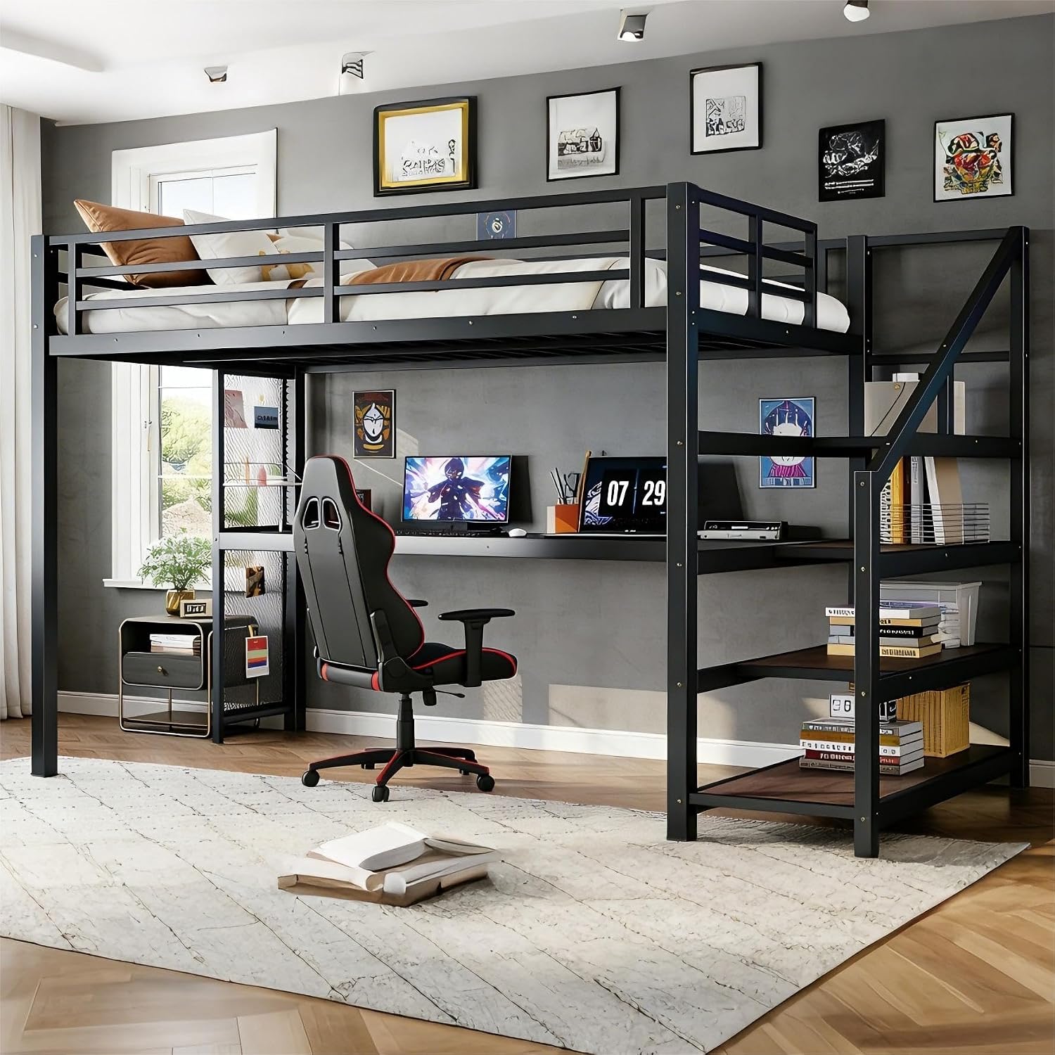 Bellemave Twin XL Loft Bed with Desk