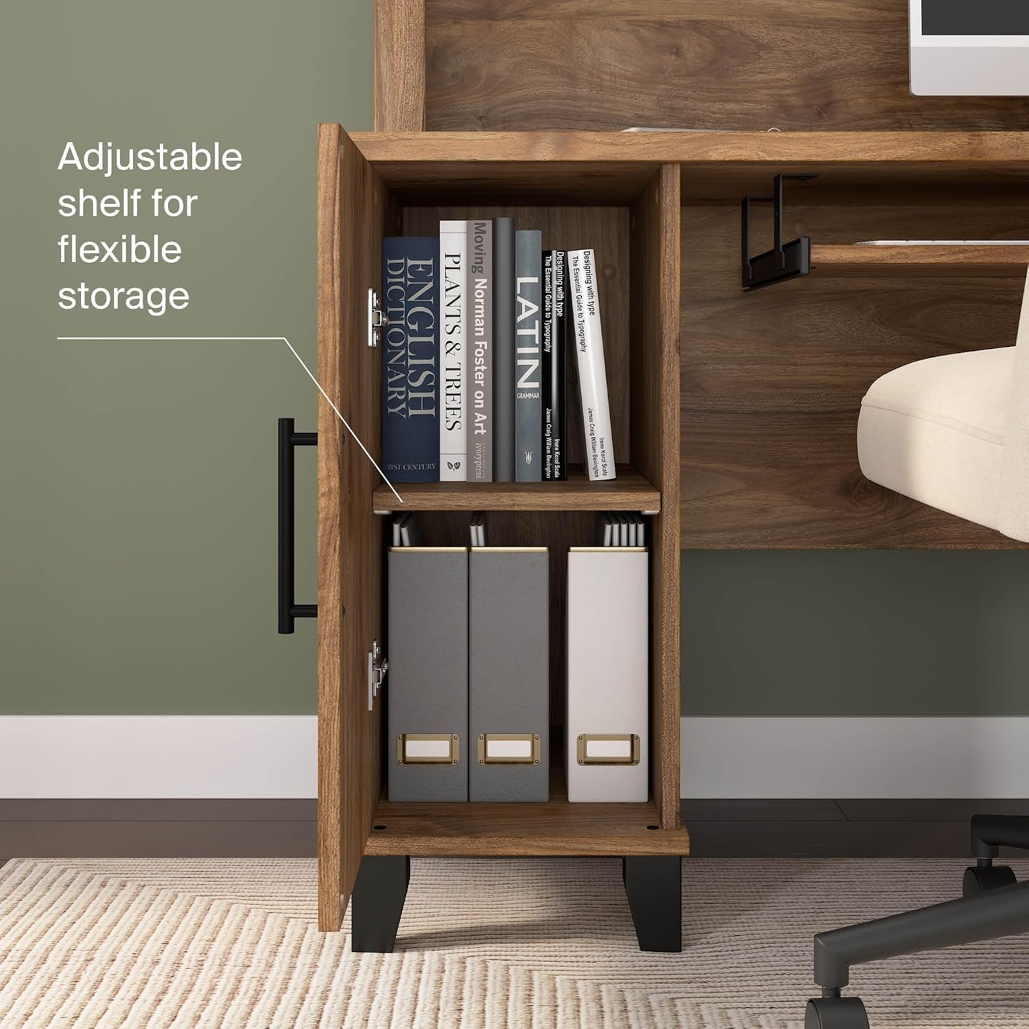 Bush Furniture Somerset L Shaped Desk with Hutch in Fresh Walnut | Corner Computer Table with Drawers, Cabinets and Pullout Keyboard/Laptop Tray for Home Office